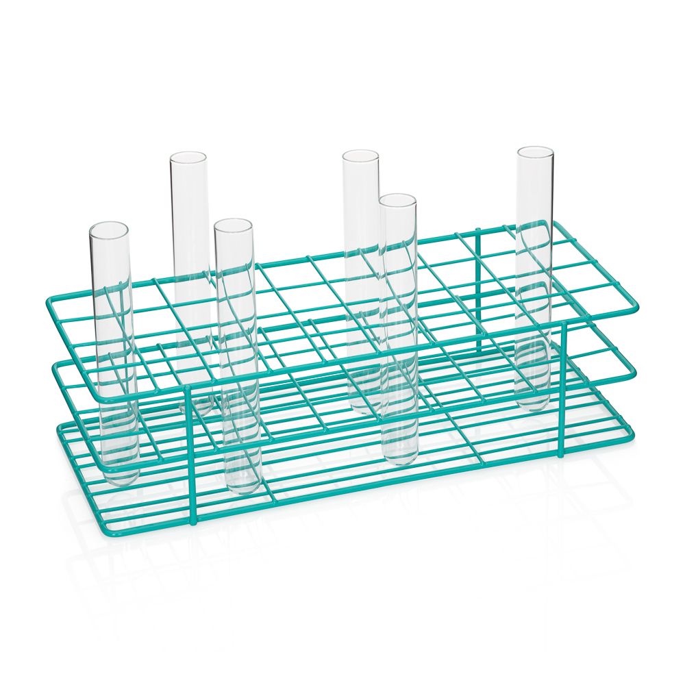 United Scientific® 15-Place Coated Wire Rack for 15 mL Centrifuge Tubes, Blue – Epoxy-Coated Steel, Autoclavable