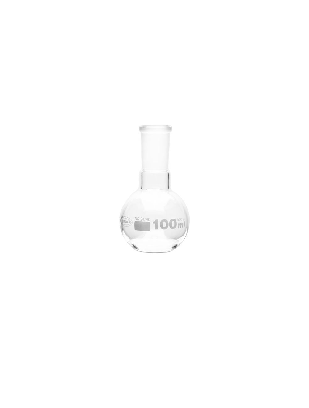 United Scientific® 100mL Boiling Flasks, Flat Bottom, Ground Glass Joints, Borosilicate Glass – Pack of 6
