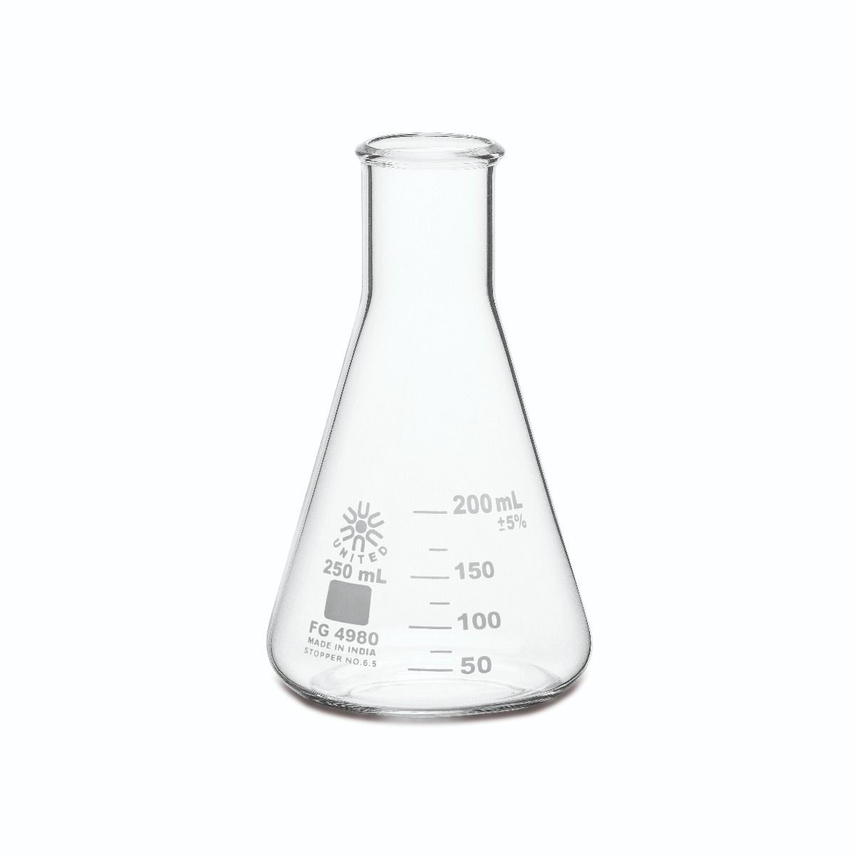 Borosilicate Glass Erlenmeyer Flask – United Scientific® Narrow Mouth Lab Flask