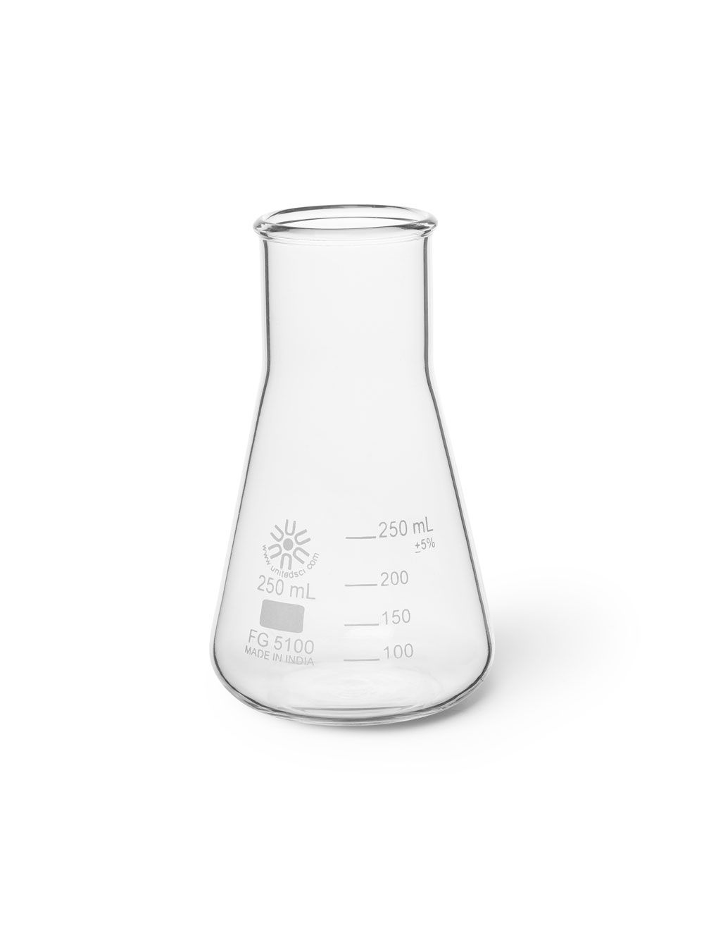 United Scientific® Wide Mouth Erlenmeyer Flasks, Borosilicate Glass