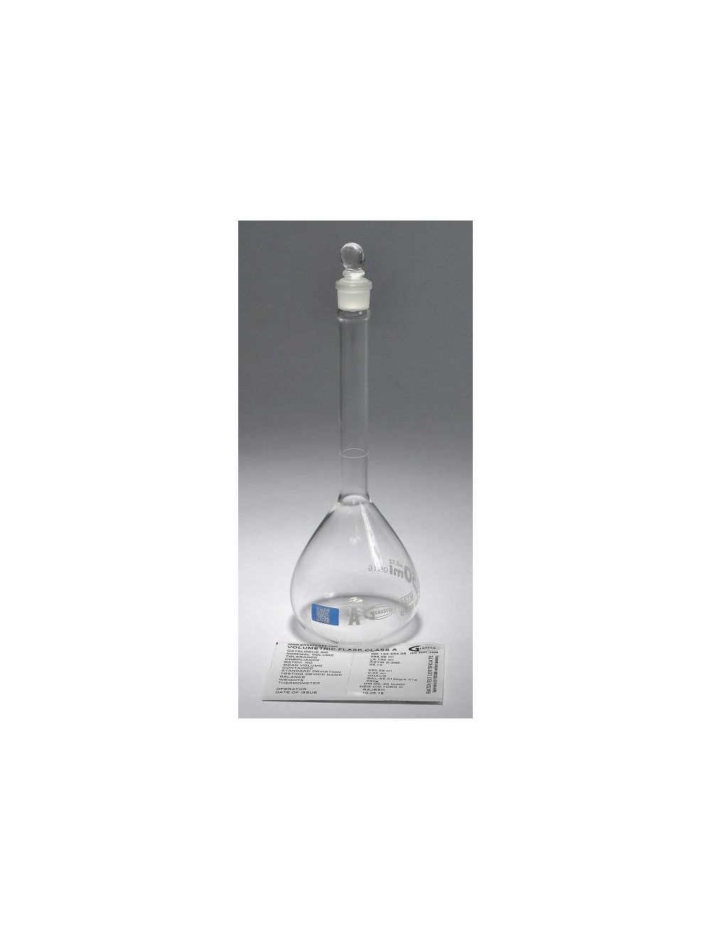 Class A Volumetric Flask with QR Code & Glass Stopper – United Scientific, Batch Certified