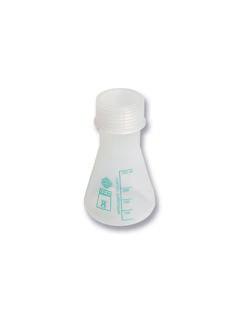 United Scientific® Wide-Mouth Erlenmeyer Flasks, Polypropylene, Autoclavable with Screw Cap