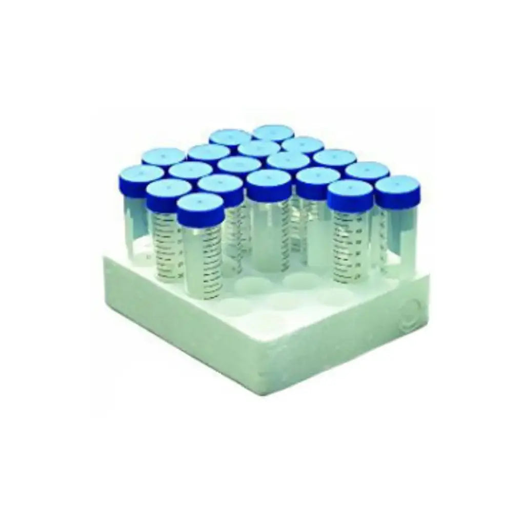 SCILOGEX 50mL Conical Centrifuge Tubes – Sterile Polypropylene, Foam Rack, Gamma Irradiated, 25/Rack, 300/Case