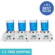 SCILOGEX SCI340-4 4-Channel Digital Hotplate Stirrer, 340°C Max, 1500 RPM, Ceramic-Coated Plates