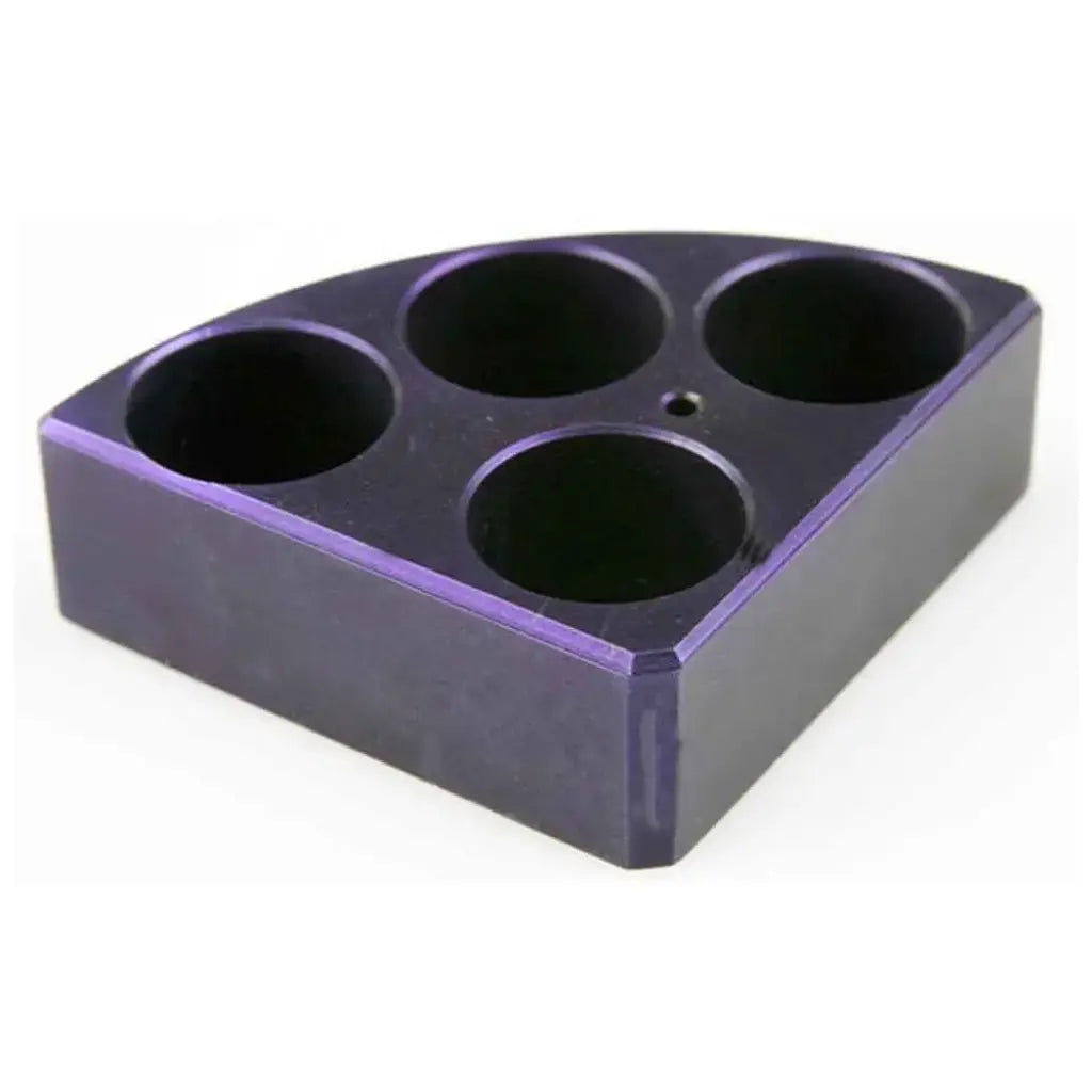 SCILOGEX Purple Aluminum Quarter Reaction Block – 4 Holes for 20mL Vessels (28mm Dia × 24mm Depth)