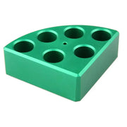 SCILOGEX Green Aluminum Quarter Reaction Block – 6 Holes for 8mL Vessels (17.75mm Dia × 26mm Depth)