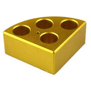 SCILOGEX Gold Aluminum Quarter Reaction Block – 4 Holes for 16mL Vessels (21.6mm Dia × 31.7mm Depth)