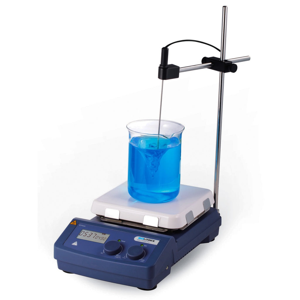 SCILOGEX SCI550-Pro LCD Digital 7 x 7 Magnetic Hotplate Stirrer, 550°C, 1500 RPM, with PT1000 Sensor & Stand
