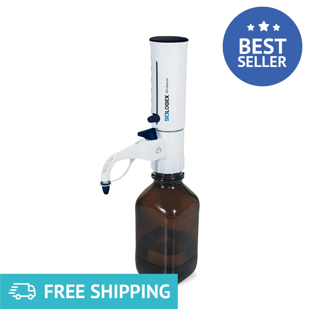 Scilogex SCI-Spense2 Bottle Top Dispenser, 0.5–5mL, 45mm Thread, Chemical-Resistant, Autoclavable, Includes 5 Adapters
