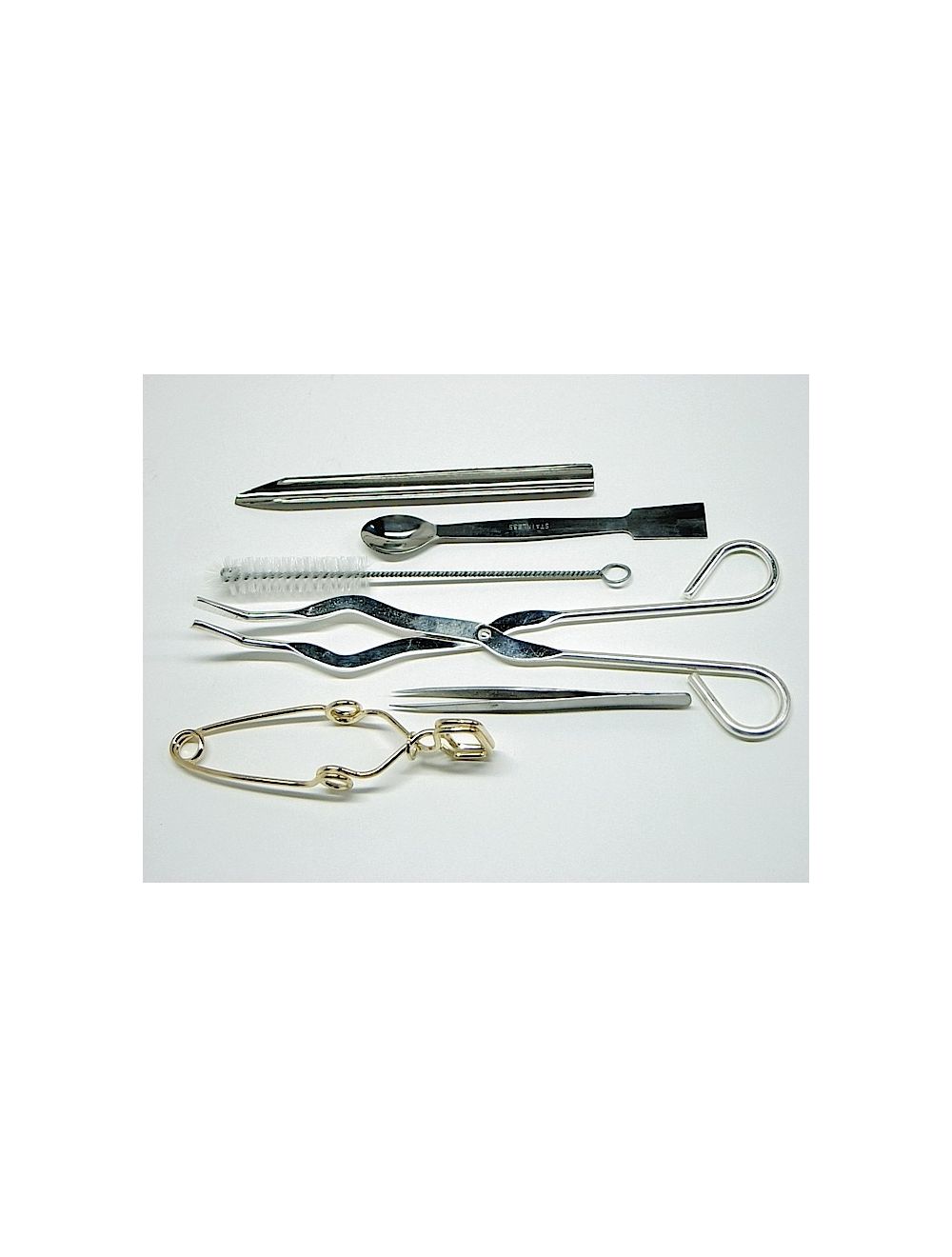 Laboratory Tools Kit – Essential 6-Piece Lab Equipment Set with Test Tube Brush, Tongs, Clamp, Scoop, Spatula & Forceps