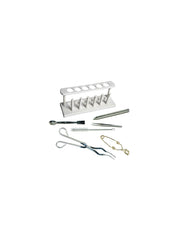 Deluxe Laboratory Tools Kit – 7 Piece Lab Equipment Set with Test Tube Rack, Brush, Clamp, Tongs, Spatula, Scoop & Forceps
