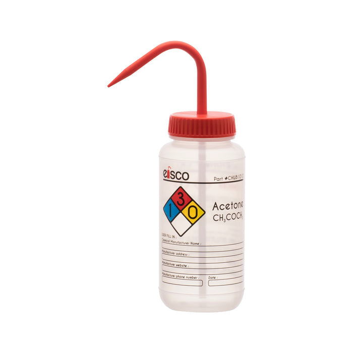 Performance Plastic Isopropanol Wash Bottle – 500mL, LDPE, Self-Venting, GHS Labeled (Pack of 1, Yellow Cap)