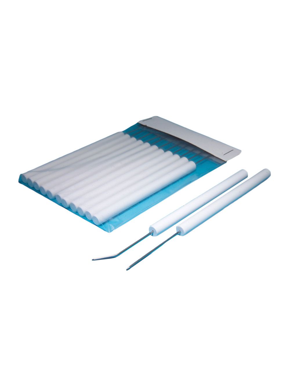 United Scientific® Bent Teasing Needles – Stainless Steel, Plastic Handle, Pack of 12