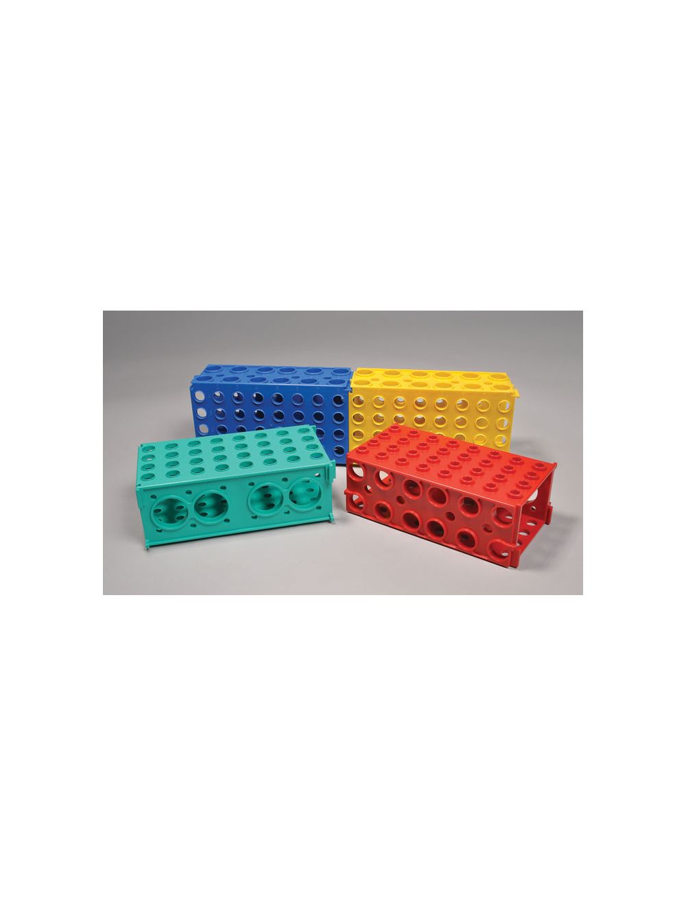 United Scientific® Multi Combination Tube Rack – Polypropylene, Autoclavable, Holds Multiple Tube Sizes, 4-Pack (Blue, Green, Yellow, Red)
