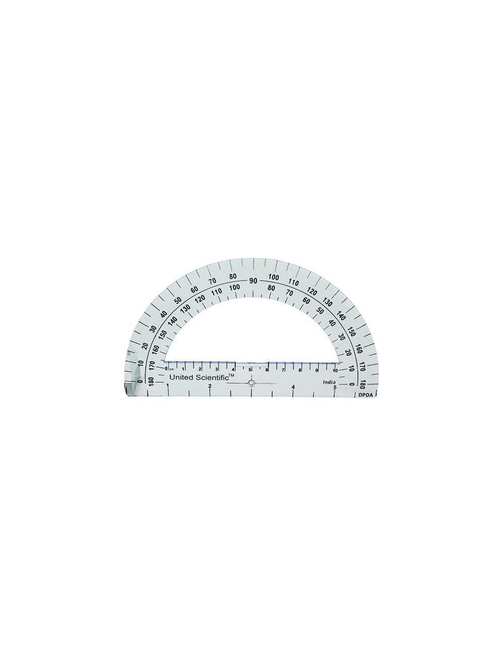 United Scientific® 15 cm Plastic Protractor – Semi-Circle Classroom Geometry Tool
