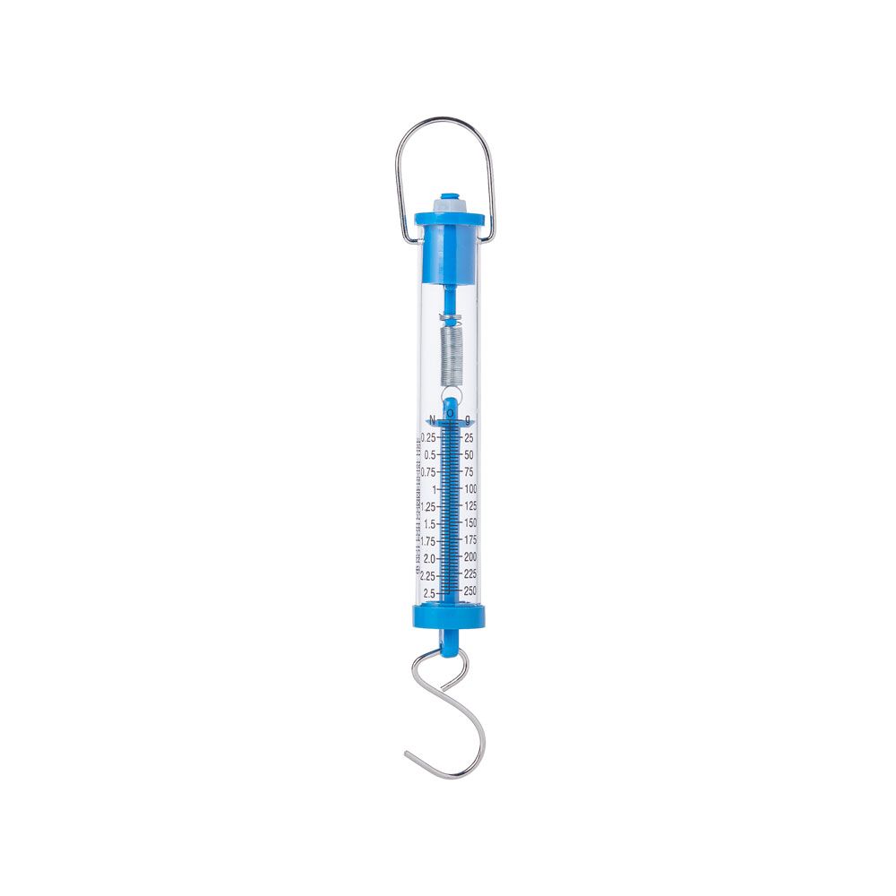United Scientific® SPRING SCALE, CLEAR PLASTIC, 250G/2.5, GRADUATION 5G/0.5N, BLUE