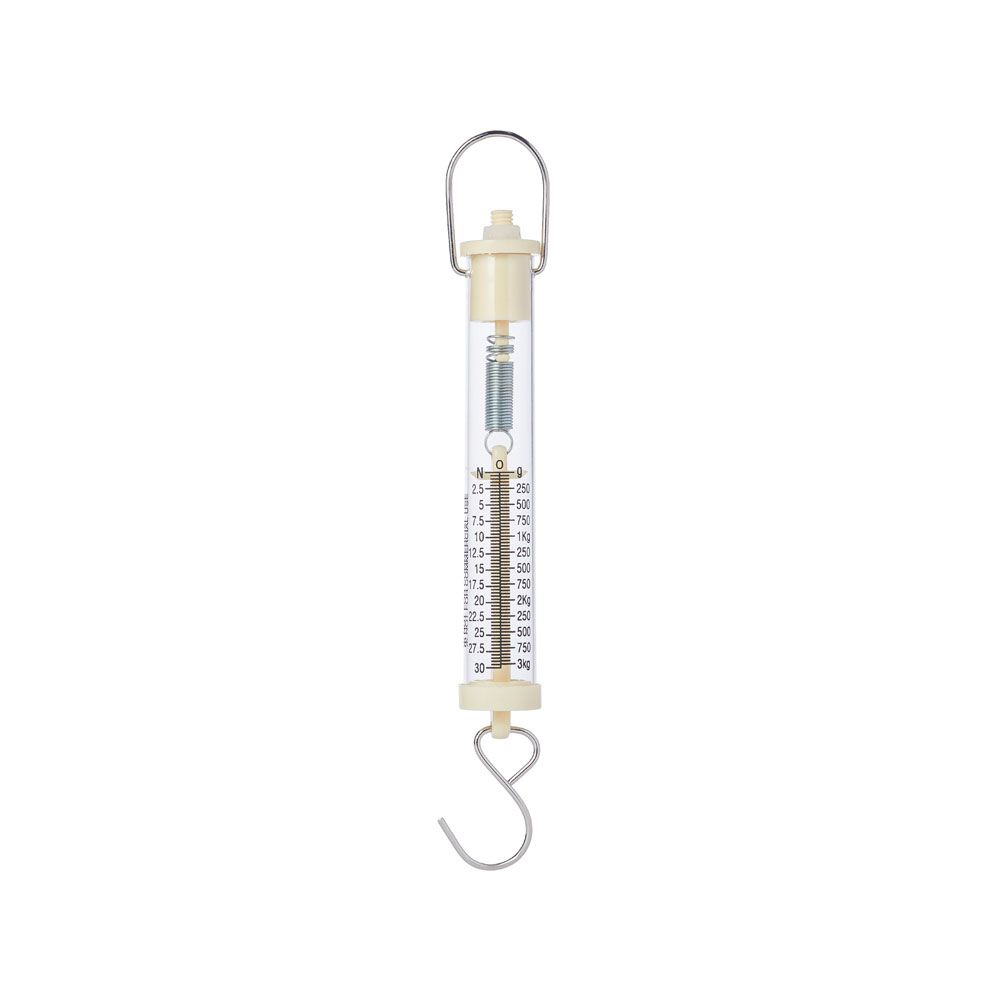 United Scientific® SPRING SCALE, CLEAR PLASTIC, 3000G / 30N, GRADUATION 50G/0.5N, CREAM