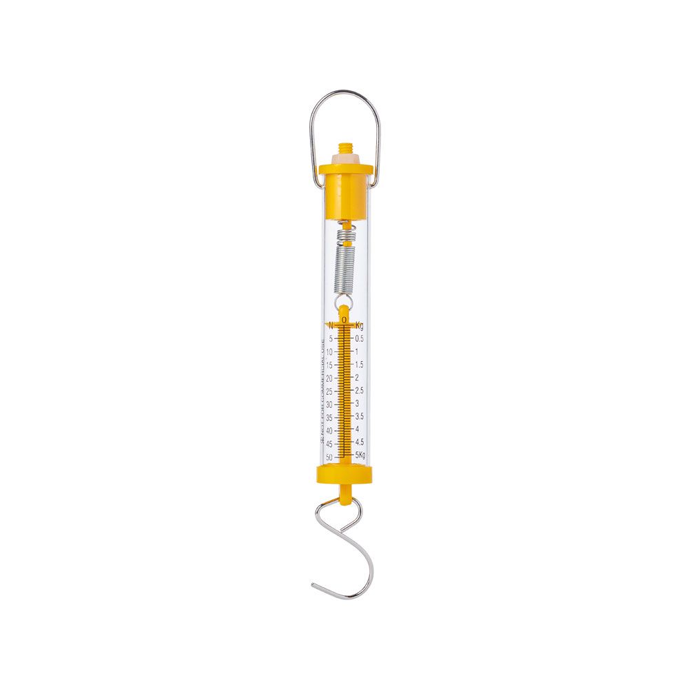 United Scientific® SPRING SCALE, CLEAR PLASTIC, 5000G / 50N, GRADUATION 100G/1N YELLOW
