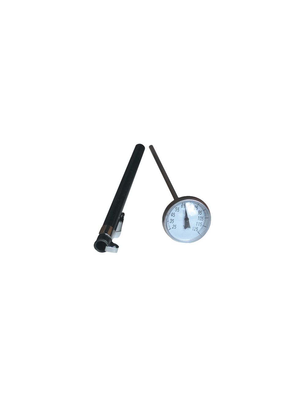 United Scientific® Stainless Steel Probe Thermometer, 25–125°F Dial Thermometer with Protective Sleeve & Pocket Clip