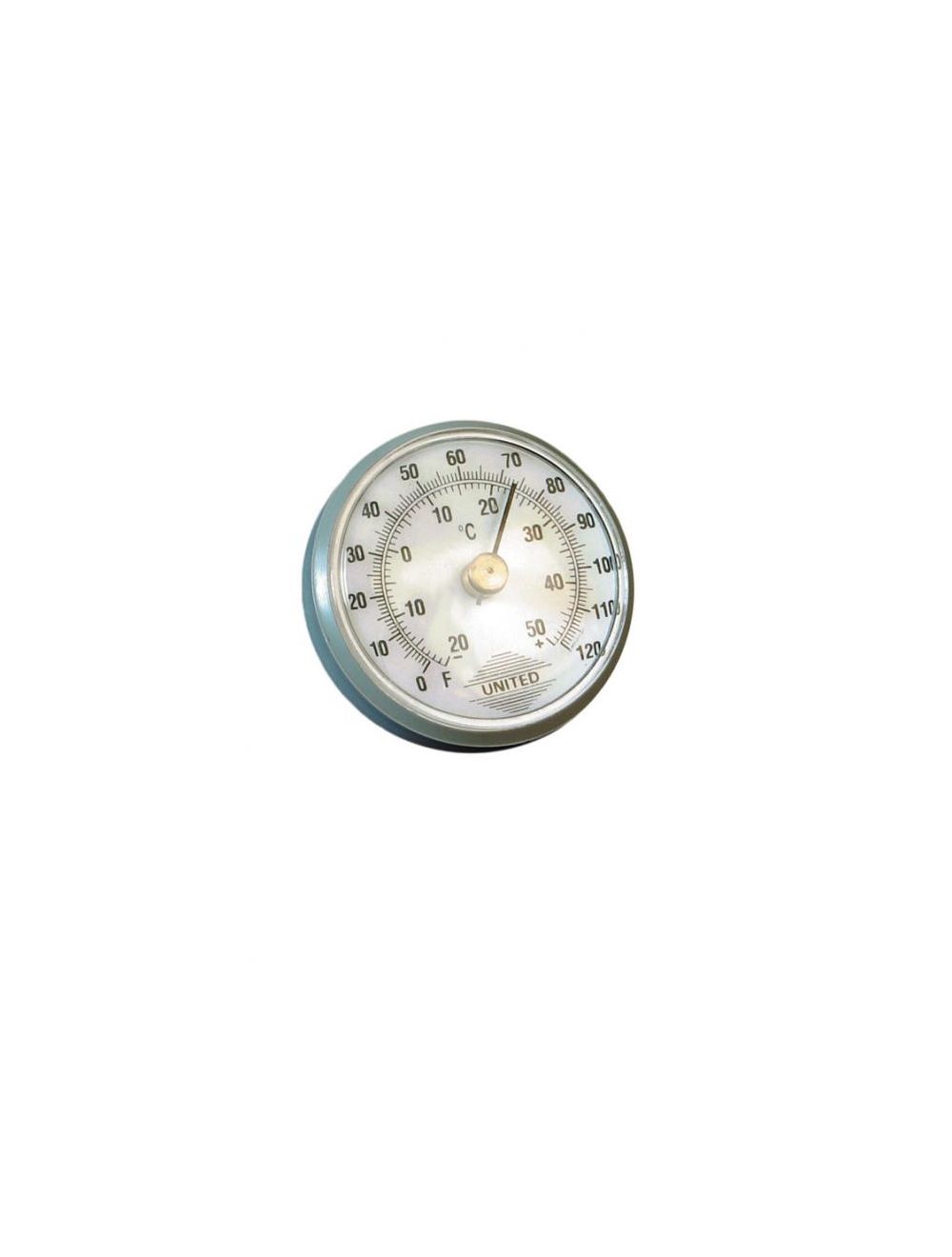 United Scientific® Dial Thermometer – Dual Scale, -20° to 50°C / 0° to 120°F, 38mm Indoor & Outdoor Temperature Gauge