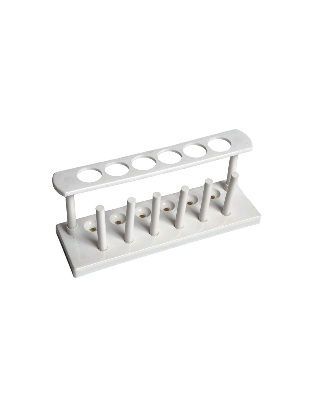 United Scientific® Plastic Test Tube Rack – 6-Tube In-Line Polyethylene Holder with Drying Pins