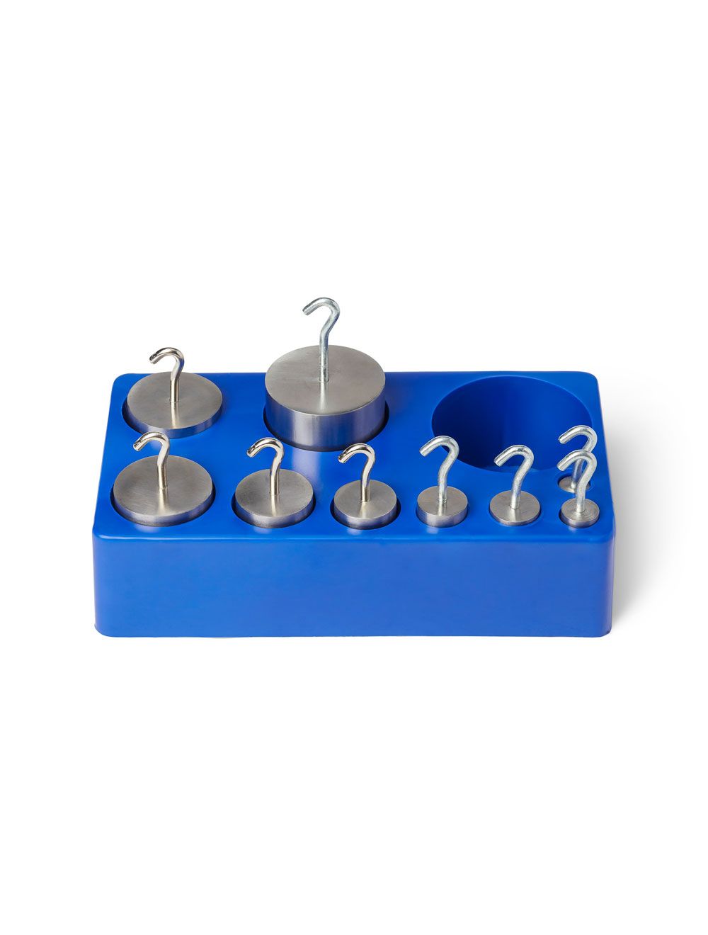 United Scientific® Hooked Weight Set of 9 – Stainless Steel Calibrated Physics Weights with Storage Block